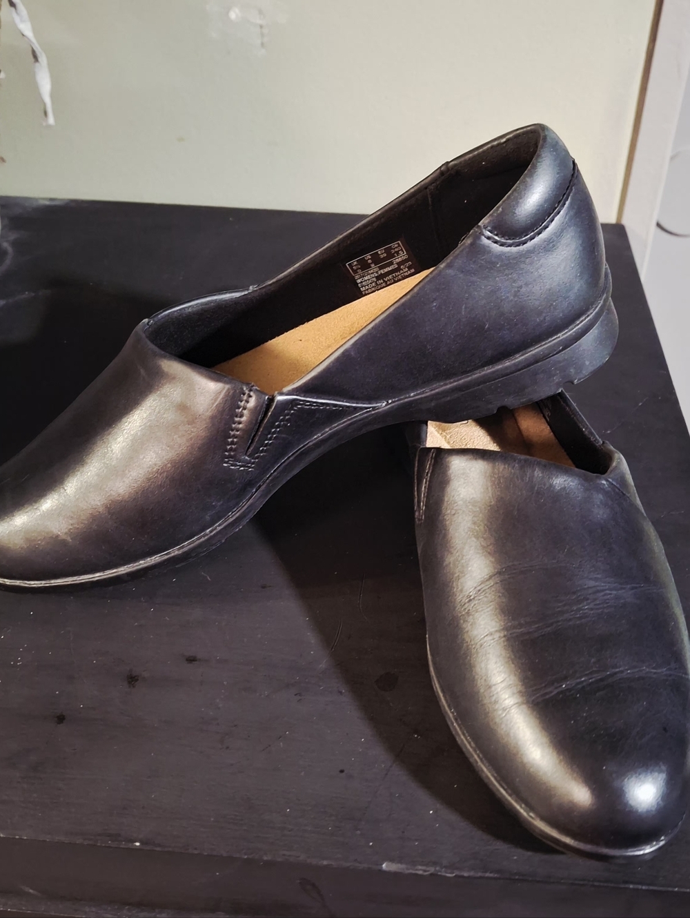 Classic Black Slip-On Womens Leather Shoes